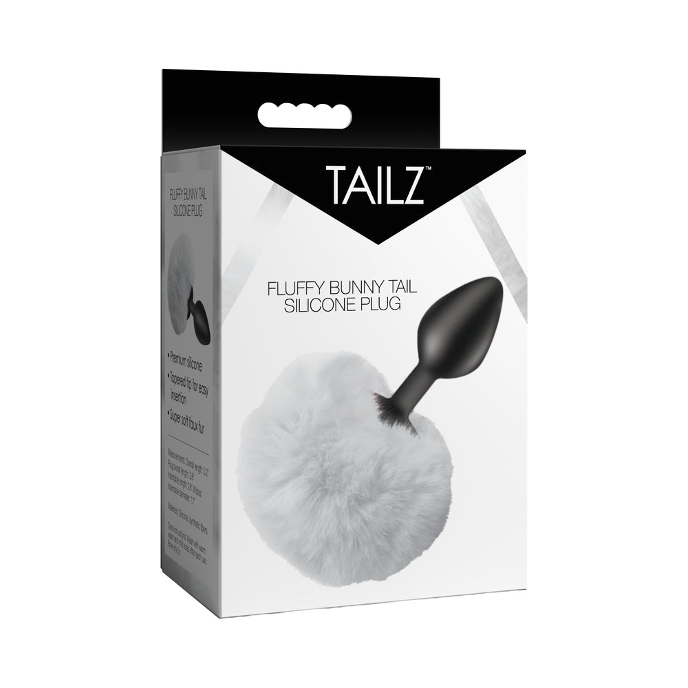 Fluffy Bunny Tail Silicone Plug - White